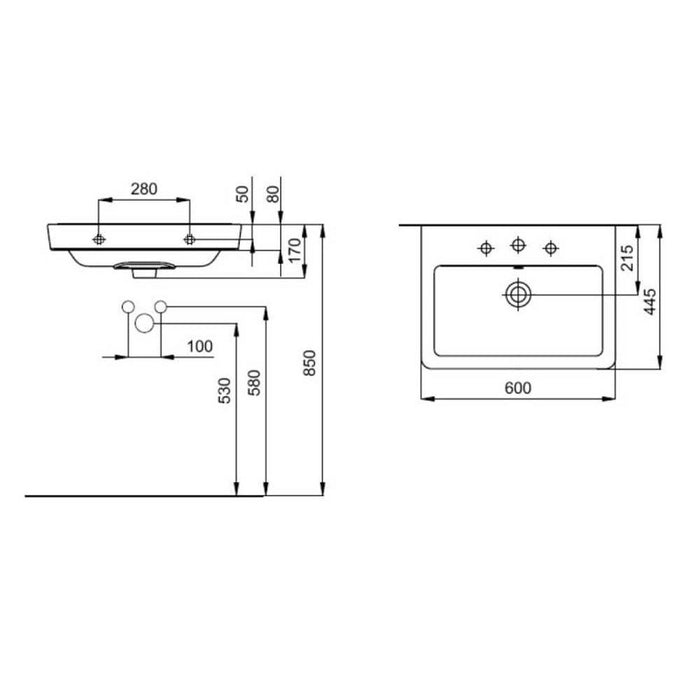 The White Space Scene 1TH Pedestal Basin (Various Sizes) - Unbeatable Bathrooms