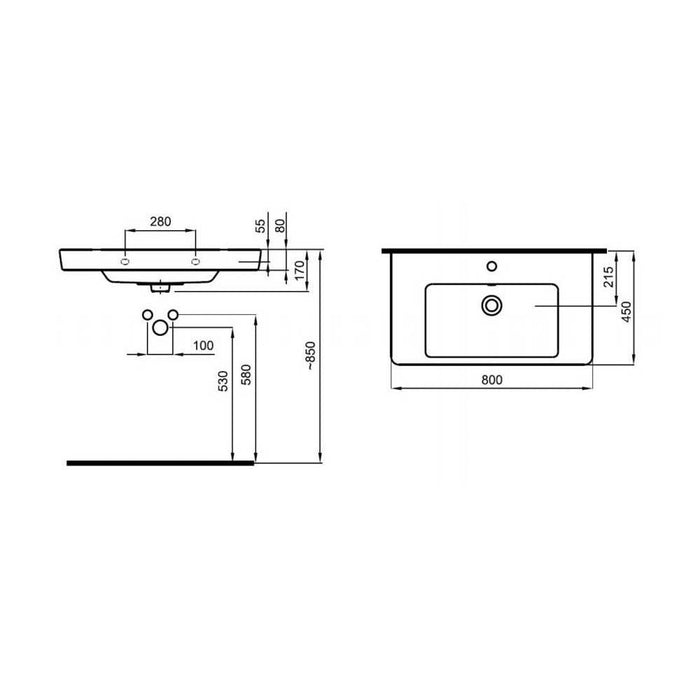 The White Space Scene 600mm Vanity Unit - Wall Hung 2 Drawer Unit - Unbeatable Bathrooms