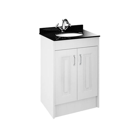 Nuie York 2 Door Floor Standing Vanity Unit with Black Marble Top & 1 Tap Hole Basin - Unbeatable Bathrooms