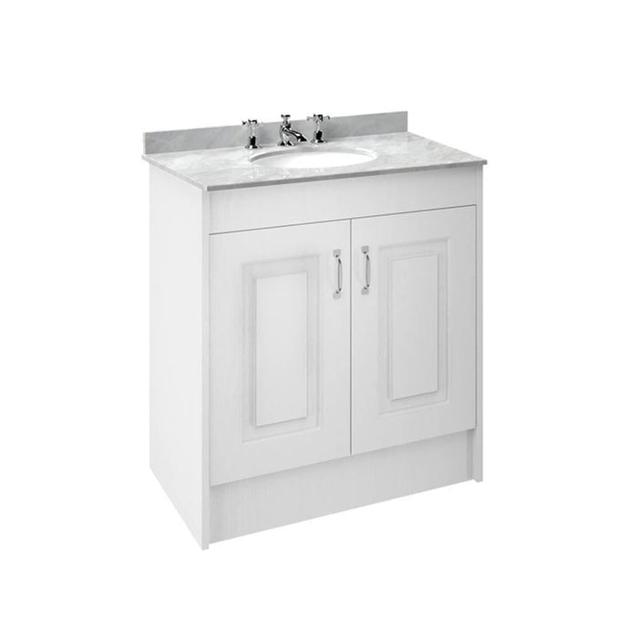 Nuie York 2 Door Floor Standing Vanity Unit with Grey Marble Top & 3 Tap Hole Basin - Unbeatable Bathrooms