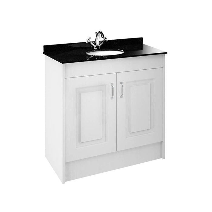 Nuie York 2 Door Floor Standing Vanity Unit with Black Marble Top & 1 Tap Hole Basin - Unbeatable Bathrooms