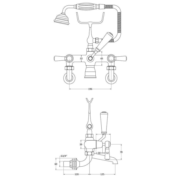 Hudson Reed Wall Mounted Bath Shower Mixer - Unbeatable Bathrooms