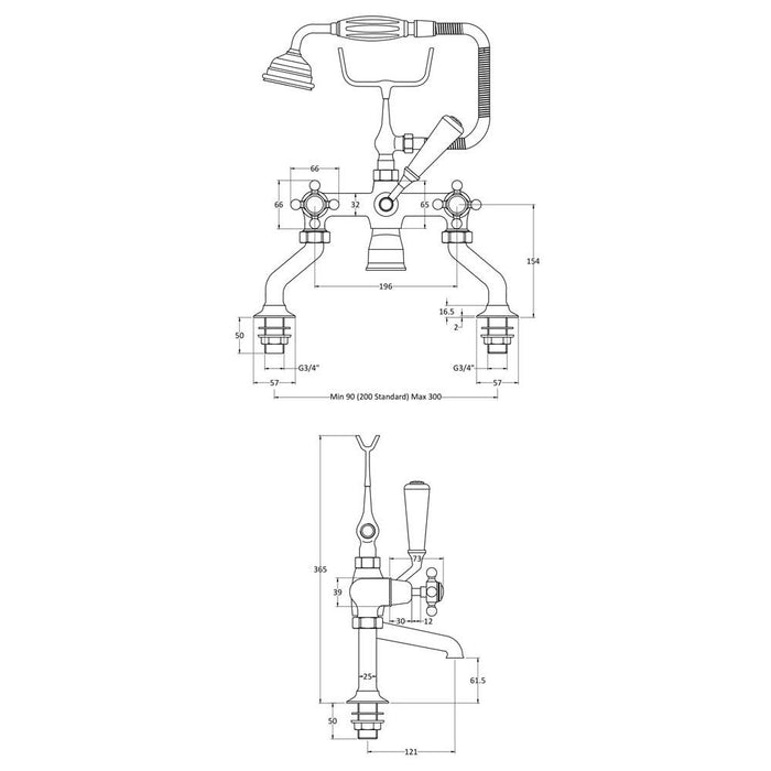 Hudson Reed Topaz Deck Bath Shower Mixer with Shower Kit - Unbeatable Bathrooms