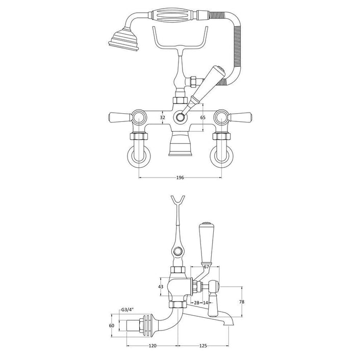 Hudson Reed Lever Wall Mounted Bath Shower Mixer - Unbeatable Bathrooms