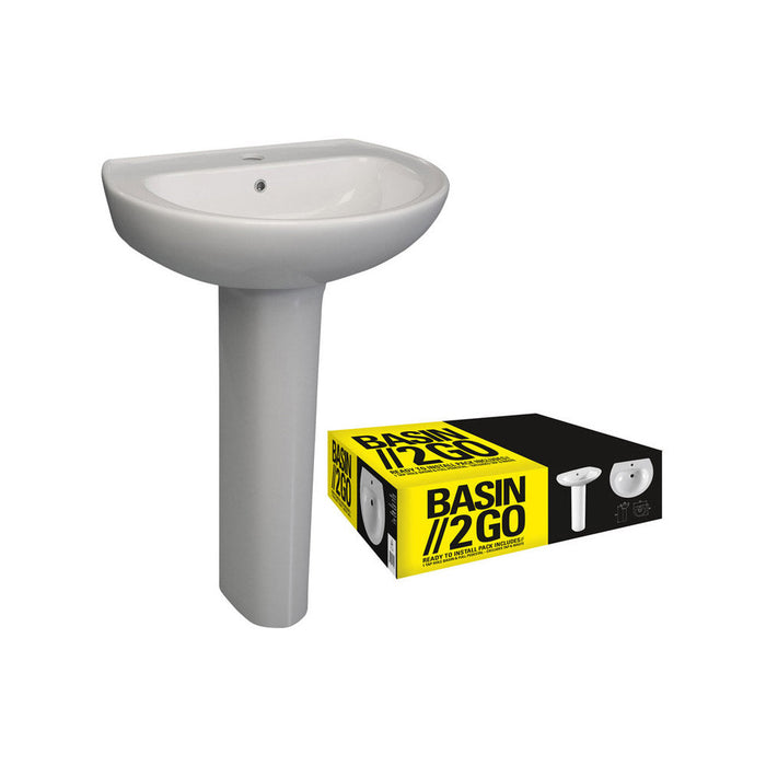 Bliss BLIS103720 Simplicity 573 x 460mm 2TH Basin & Full Pedestal - Unbeatable Bathrooms