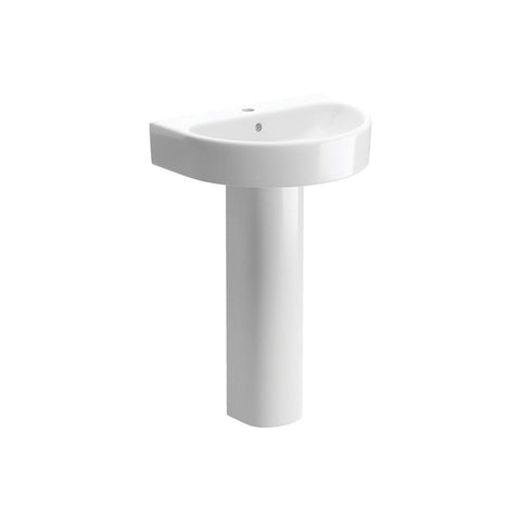 Bliss BLIS1825 Swiss 555 x 430mm 1TH Basin & Full Pedestal - Unbeatable Bathrooms