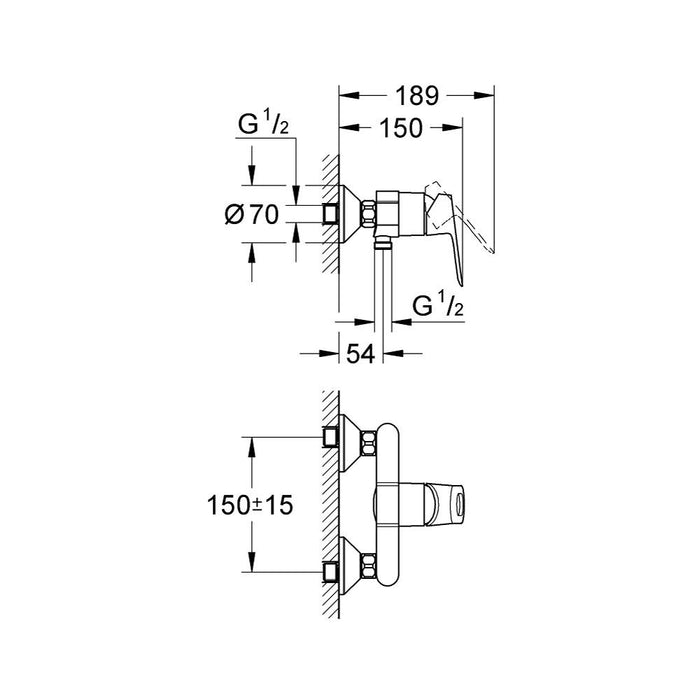 Grohe Bauloop Single-Lever Shower Mixer 1/2" - Unbeatable Bathrooms