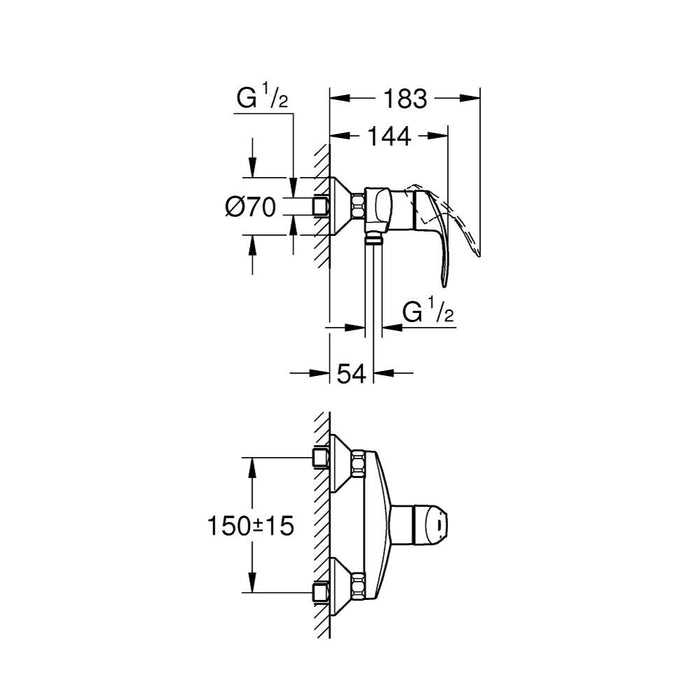 Grohe Eurosmart Single-Lever Shower Mixer 1/2" - Unbeatable Bathrooms