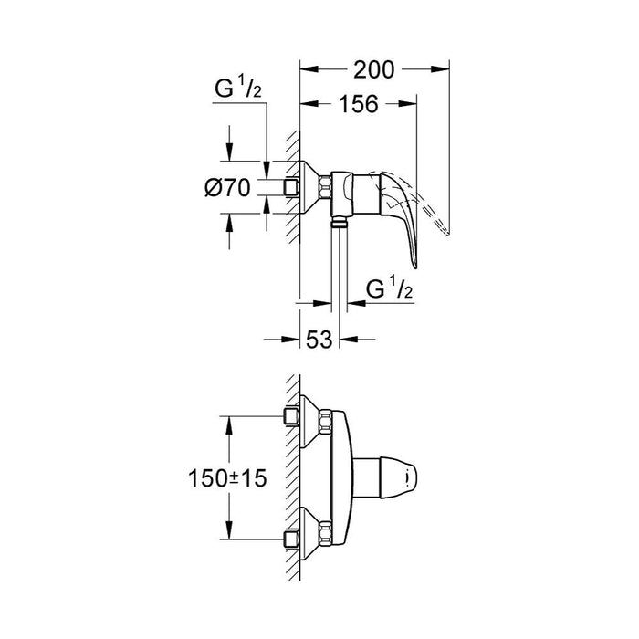 Grohe Euroeco Single-Lever Shower Mixer 1/2" - Unbeatable Bathrooms