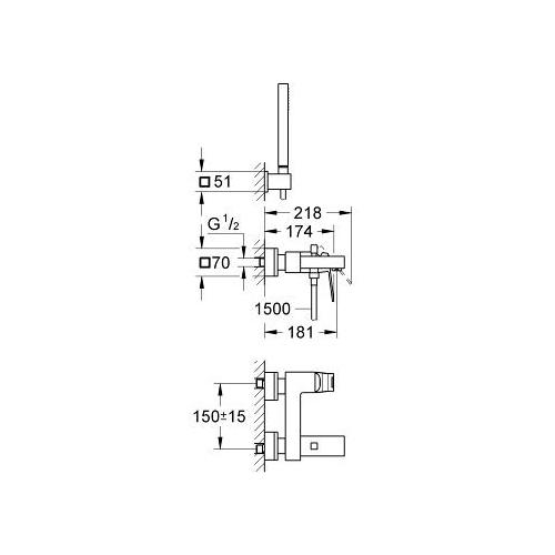 Grohe Eurocube 1/2 Inch Single Lever Bath or Shower Mixer with Diverter - Unbeatable Bathrooms