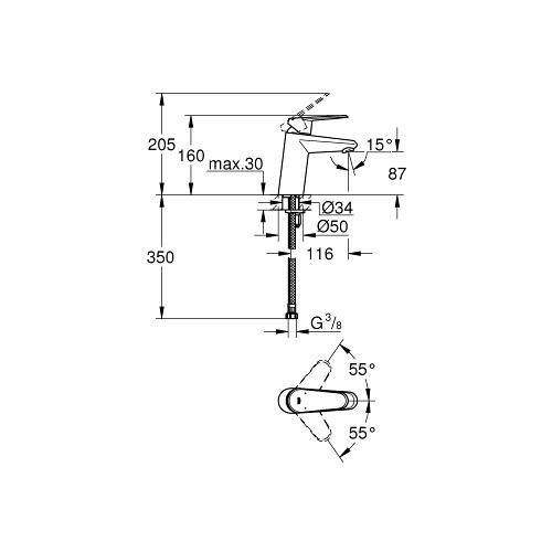 Grohe Eurodisc Cosmopolitan 1/2 Inch Small Size Basin Mixer with Water Saving Technology - Unbeatable Bathrooms