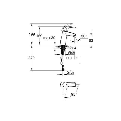 Grohe Eurosmart 1/2 Inch Medium Size Chrome Basin Mixer Attached To Retractable Chain - Unbeatable Bathrooms