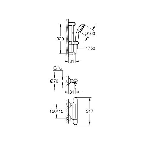 Grohe Grohtherm 1/2 Inch Chrome Thermostatic Shower Mixer with Shower Set - Unbeatable Bathrooms