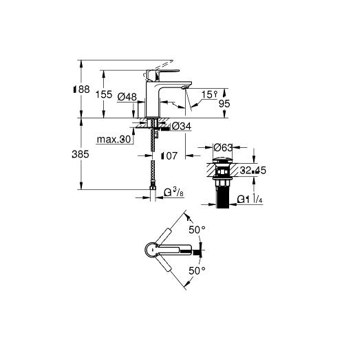 Grohe Lineare 1/2 Inch Extra Small Size Basin Mixer with Short Spout - Unbeatable Bathrooms