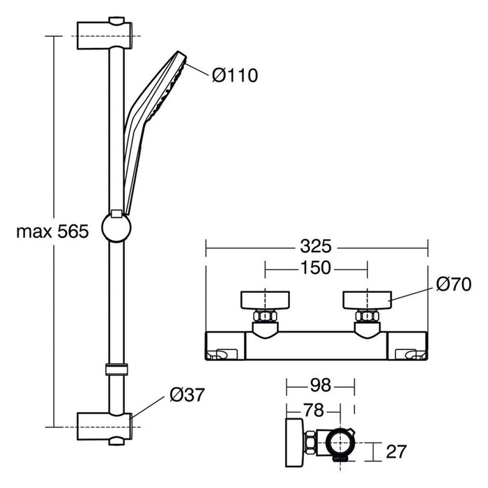 Ideal Standard Ceratherm T50 Exposed Thermostatic Shower Mixer Pack - Unbeatable Bathrooms