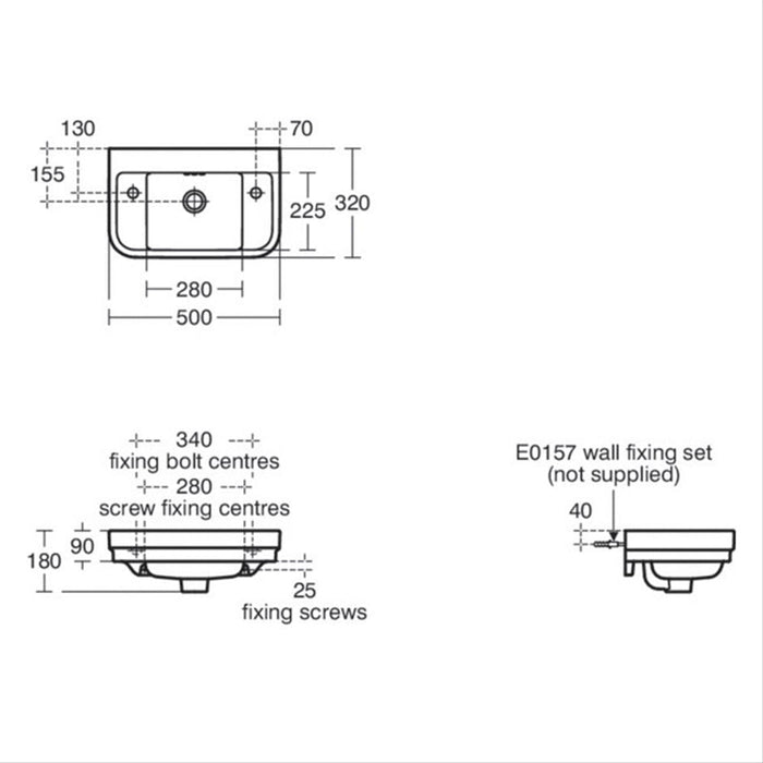 Ideal Standard Calla 45cm Handrinse Basin - 2 Tapholes with Overflow - Unbeatable Bathrooms