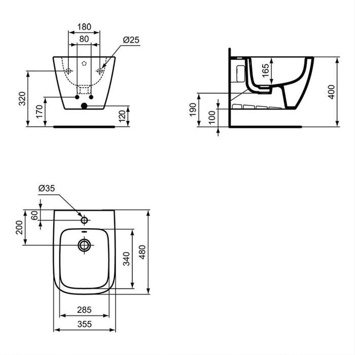 Ideal Standard i.Life S Compact Wall Mounted Bidet - Unbeatable Bathrooms