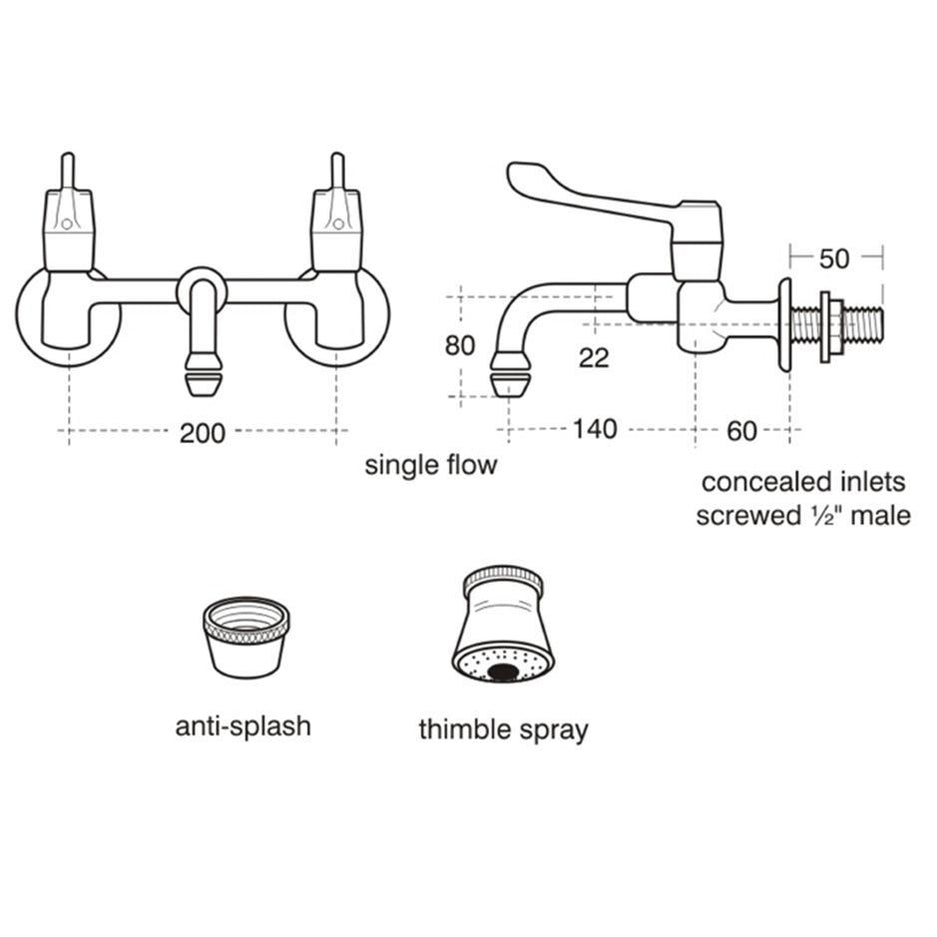 Armitage Shanks Markwik -1/2inch Wall Mounted Mixer with Single Flow H