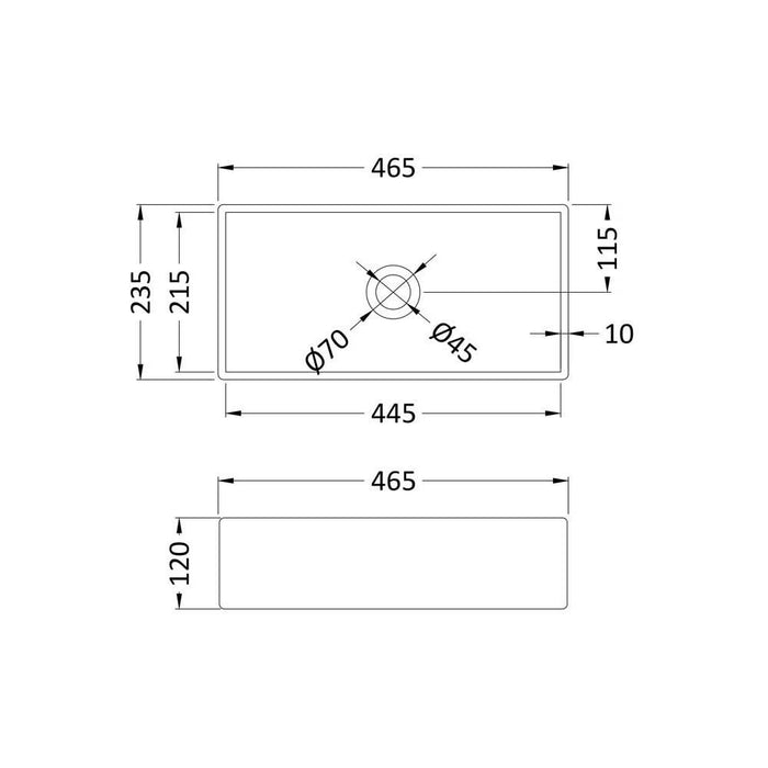 Nuie Rectangular 465mm 0TH Counter Top Vessel Basin - Unbeatable Bathrooms