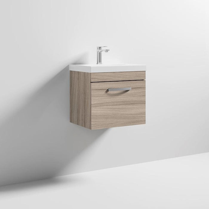 Nuie Athena 500mm Vanity Unit - Wall Hung 1 Drawer Unit with Basin - Unbeatable Bathrooms