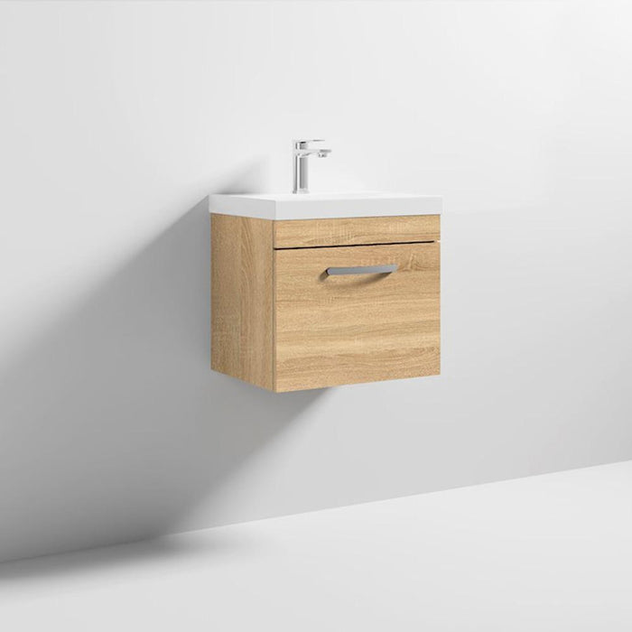 Nuie Athena 500mm Vanity Unit - Wall Hung 1 Drawer Unit with Basin - Unbeatable Bathrooms