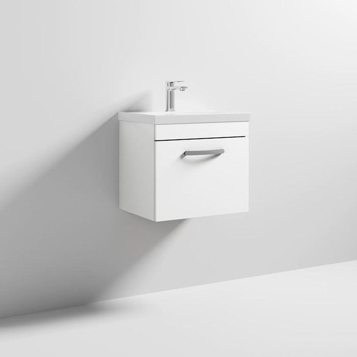 Nuie Athena 500mm Vanity Unit - Wall Hung 1 Drawer Unit with Basin - Unbeatable Bathrooms