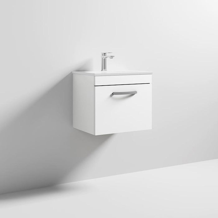 Nuie Athena 500mm Vanity Unit - Wall Hung 1 Drawer Unit with Basin - Unbeatable Bathrooms