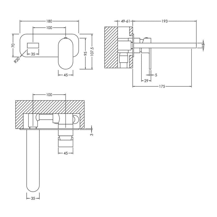 Nuie Binsey Wall Mounted 2TH Basin Mixer - Unbeatable Bathrooms