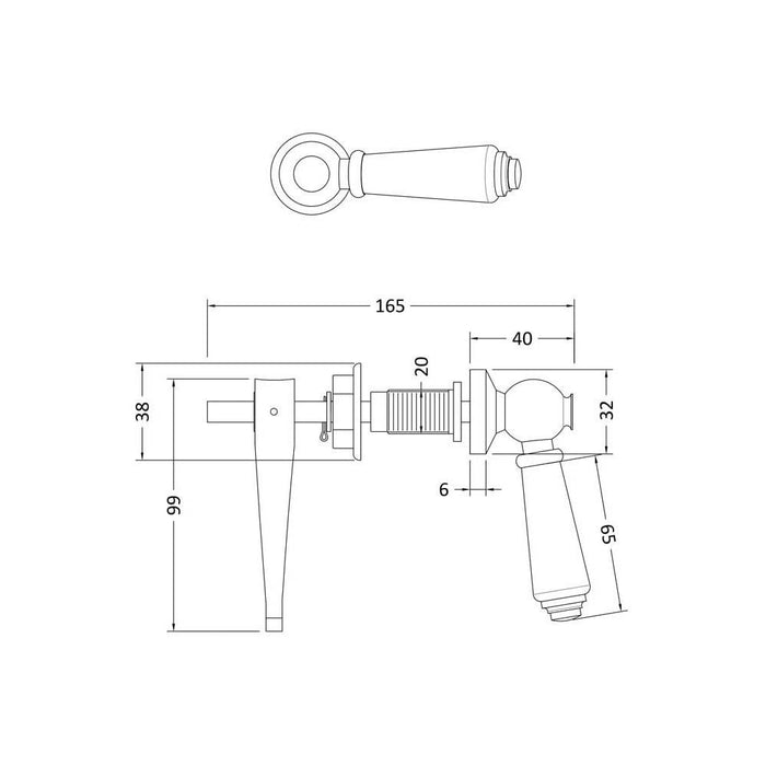 Nuie Ceramic Handle WC Lever - Unbeatable Bathrooms