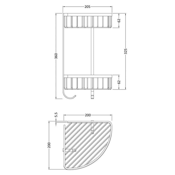 Nuie Wirework Large 2 Tier Corner Basket - Unbeatable Bathrooms