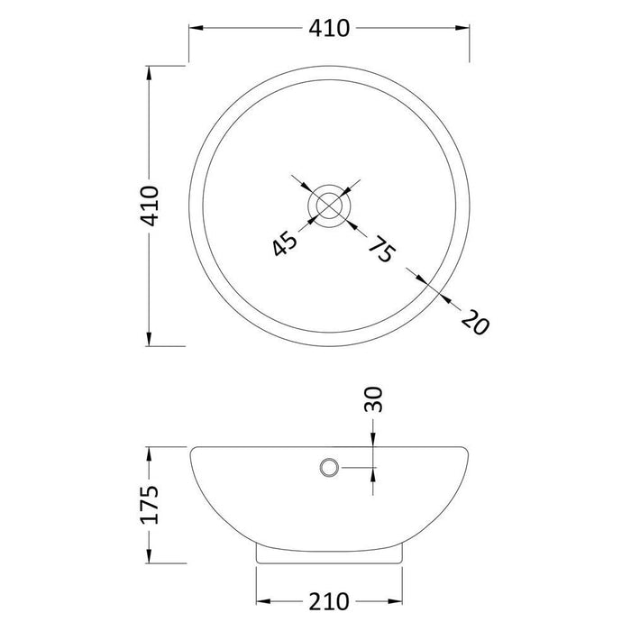 Nuie Tide 410mm 0TH Counter Top Vessel Basin - Unbeatable Bathrooms