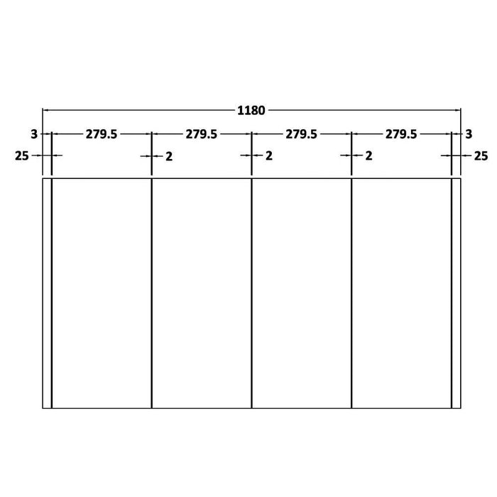 Nuie Eden 1200mm 4 Door Mirrored Cabinet - Unbeatable Bathrooms