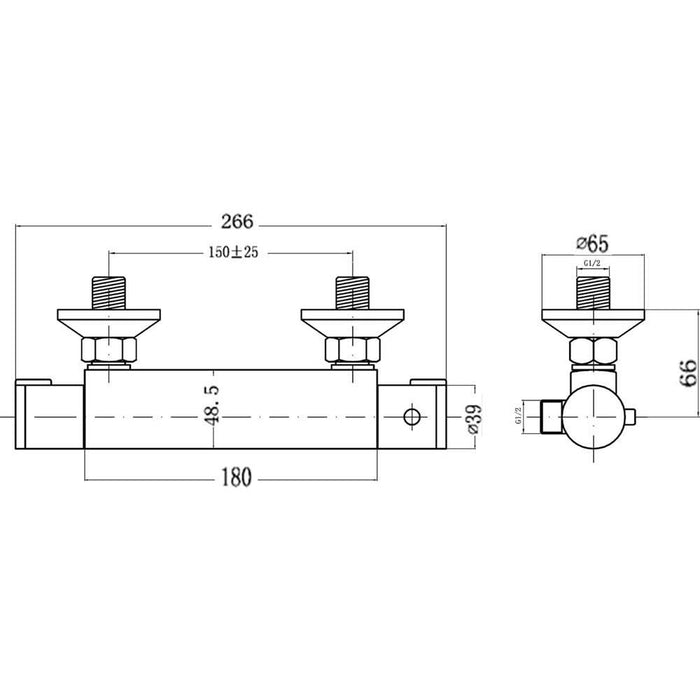 Nuie Thermo Bar Valve Bottom Outlet ABS - Unbeatable Bathrooms