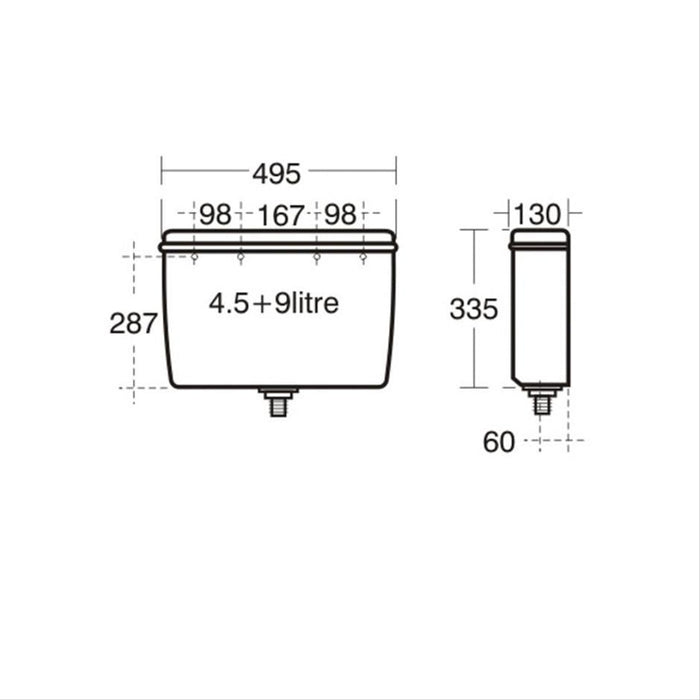 Armitage Shanks Regal 4.5litre Auto Cistern And Cover, Auto Syphon And Petcock - Unbeatable Bathrooms