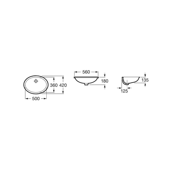 Roca Berna 560mm 0TH Inset Basin - Unbeatable Bathrooms