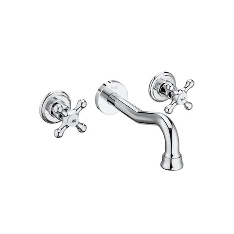 Roca Carmen Twin Lever Wall-Mounted Basin Mixer - Unbeatable Bathrooms