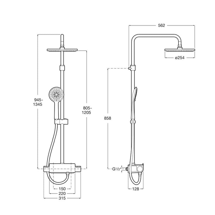 Roca Deck-T Shower Column with Round Head - Unbeatable Bathrooms