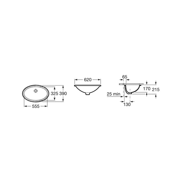 Roca Grand Berna 620mm 0TH Inset Basin - Unbeatable Bathrooms