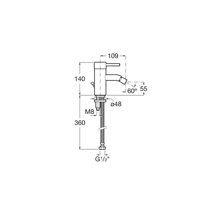 Roca Lanta Bidet Mixer with Retractable Chain - Unbeatable Bathrooms