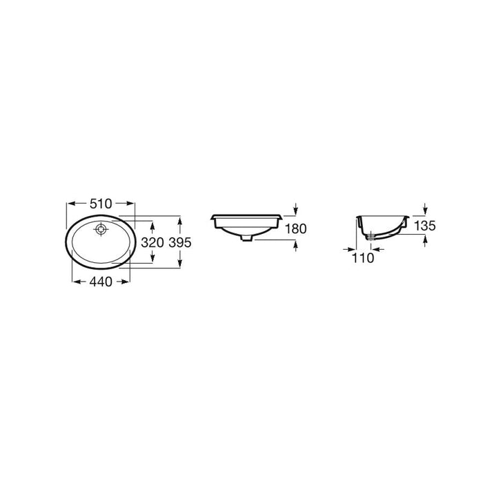 Roca Neo Selene 510mm 0TH Inset Basin - Unbeatable Bathrooms