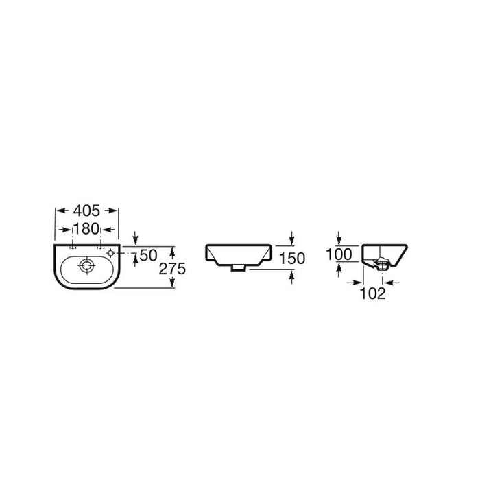 Roca Nexo 405mm 1TH Cloakroom Wall Hung Basin - Unbeatable Bathrooms