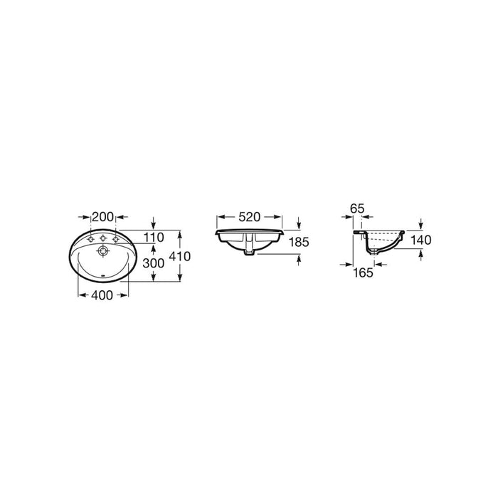 Roca Rodeo 520mm 1TH Counter Inset Basin - Unbeatable Bathrooms