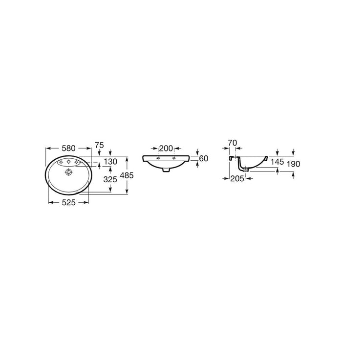 Roca Senso 580mm 1TH Counter Inset Basin - Unbeatable Bathrooms