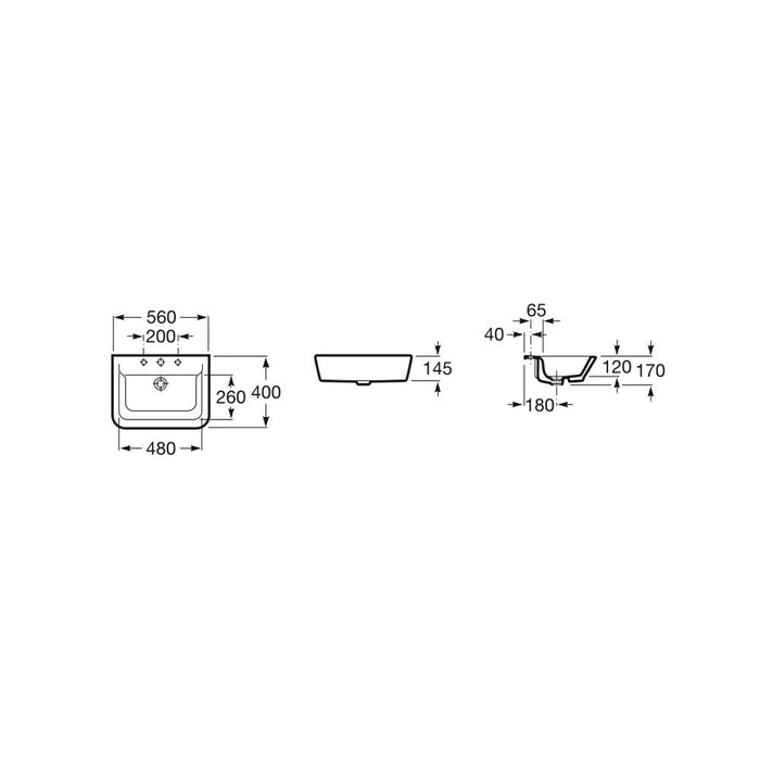 Roca The Gap 560mm 1TH Semi-Recessed Basin - Unbeatable Bathrooms